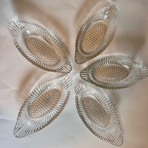 Vintage National Glass Clear Jeannette 9” Gondola Sundae Dessert Dishes Set Of 5 - Picture 5 of 10